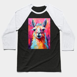 Cute Colorful Llama Abstract Art Baseball T-Shirt